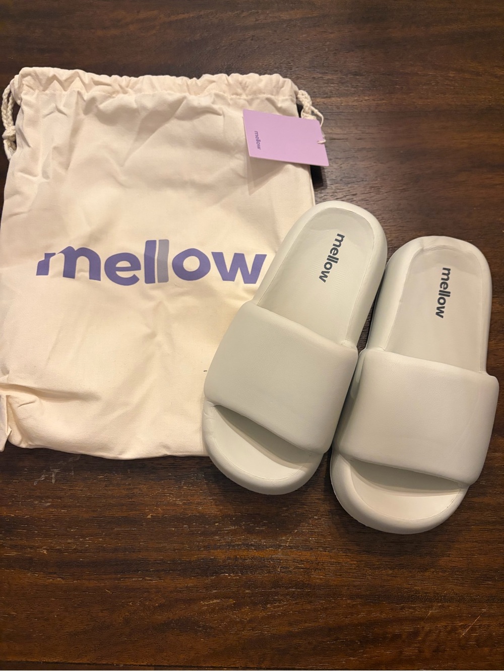 Mellow Women’s Cream White Cushioned Platform Slide Sandals Size 7 New